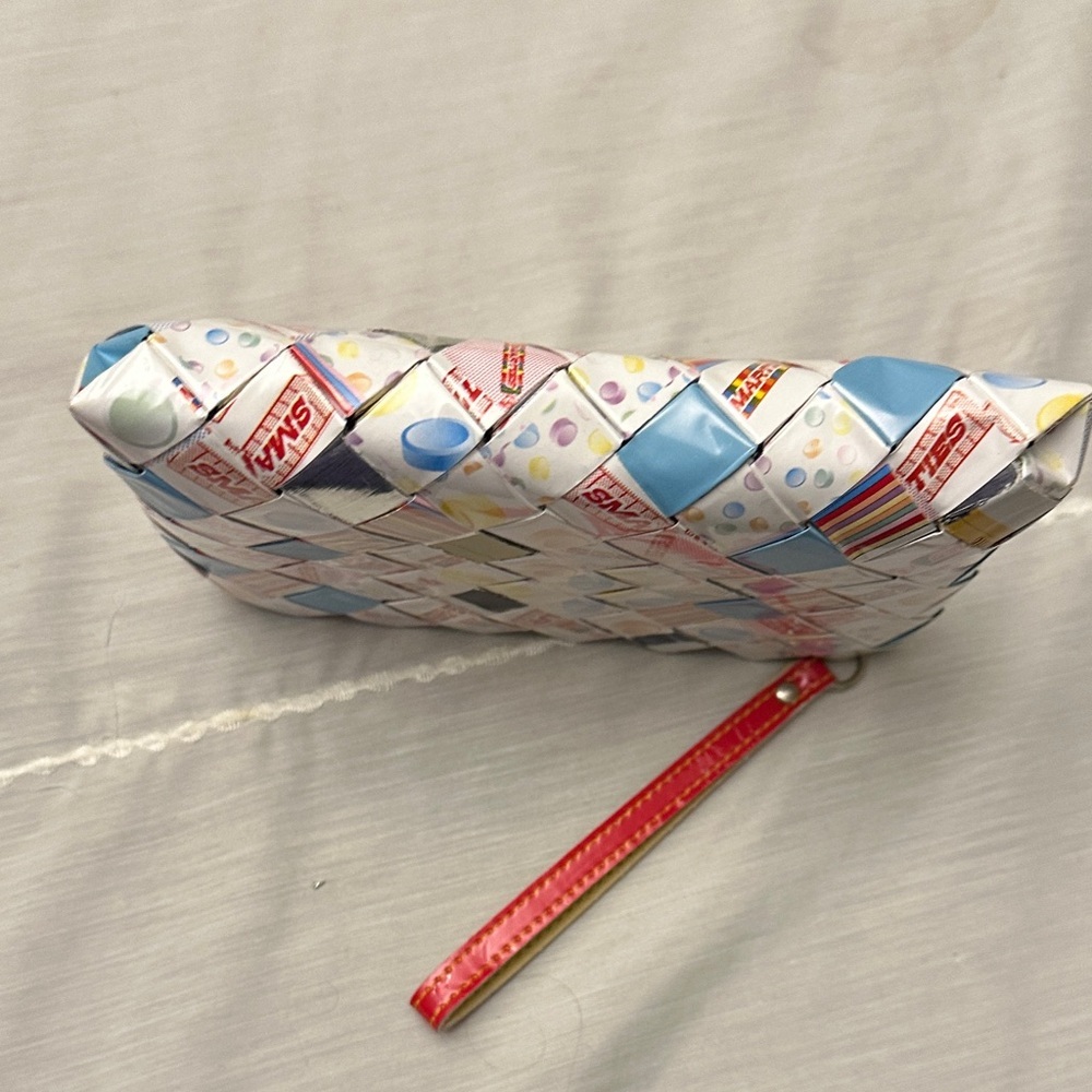 Nahui Ollin Woven Smarties Clutch Wristlet Folk Art Vintage Candy Wrapper Whimsy - Picture 4 of 5